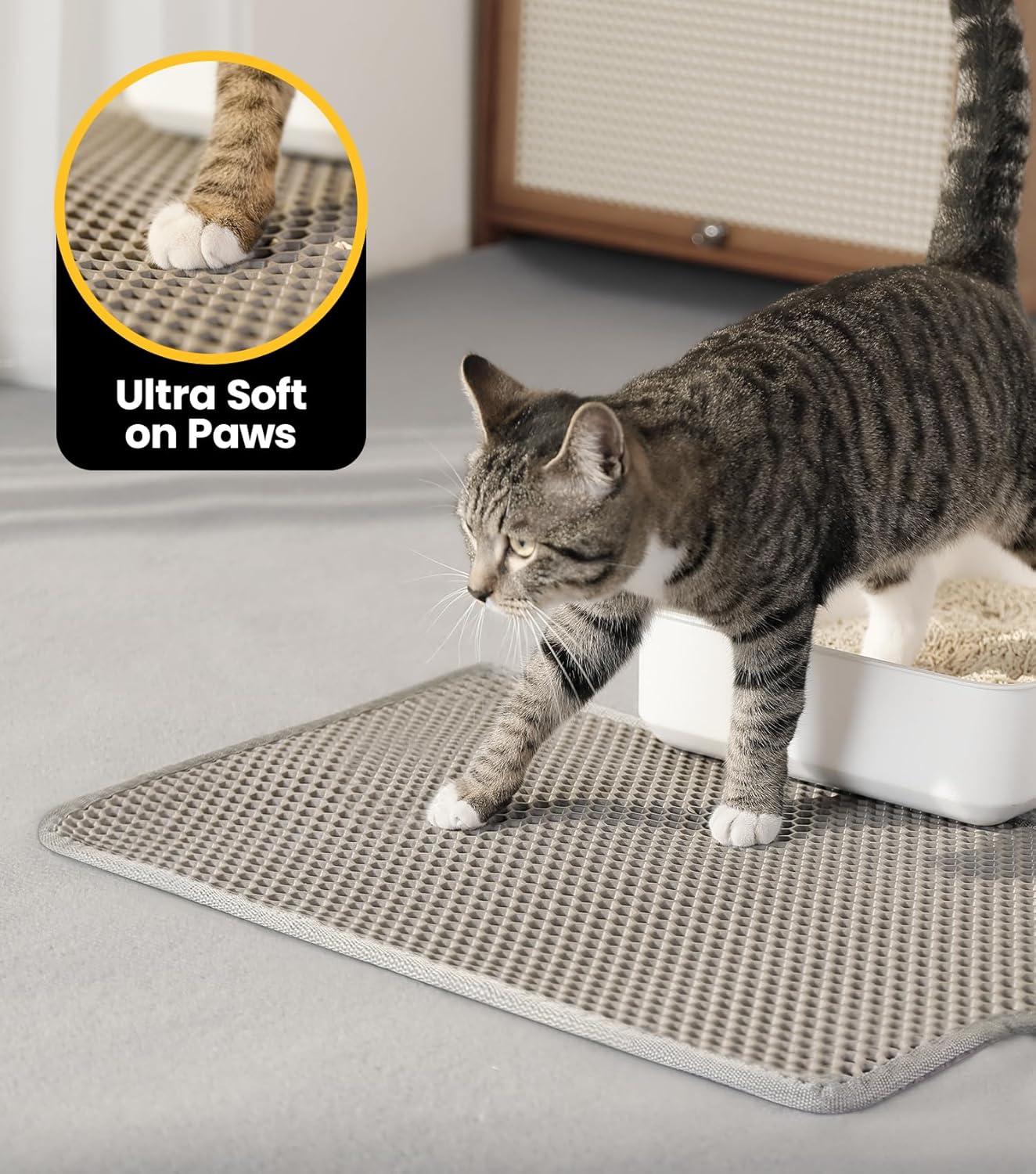 Tapis de litière double couche pour chat