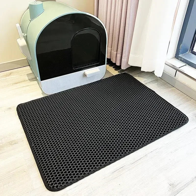 Tapis de litière double couche pour chat