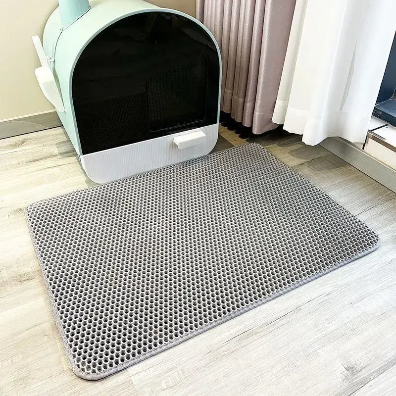 Tapis de litière double couche pour chat